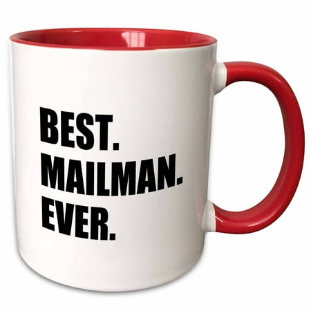 3dRose Best Mailman Ever, fun appreciation gift for your favorite mail man - Two Tone Red Mug,