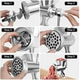 thumbnail image 6 of Manual Meat Grinder #10 - 3-in-1 Sausage Stuffer & Mincer for Home Use, Effortless Hand Crank for All Meats, Silver, 6 of 7