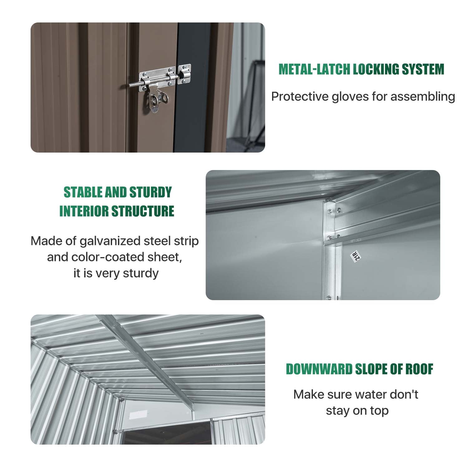 Clouddwell 6 x 4 Ft. Outdoor Metal Storage Shed, Lockable Lean-To Galvanized Steel Utility Shed with Slanted Roof, Brown