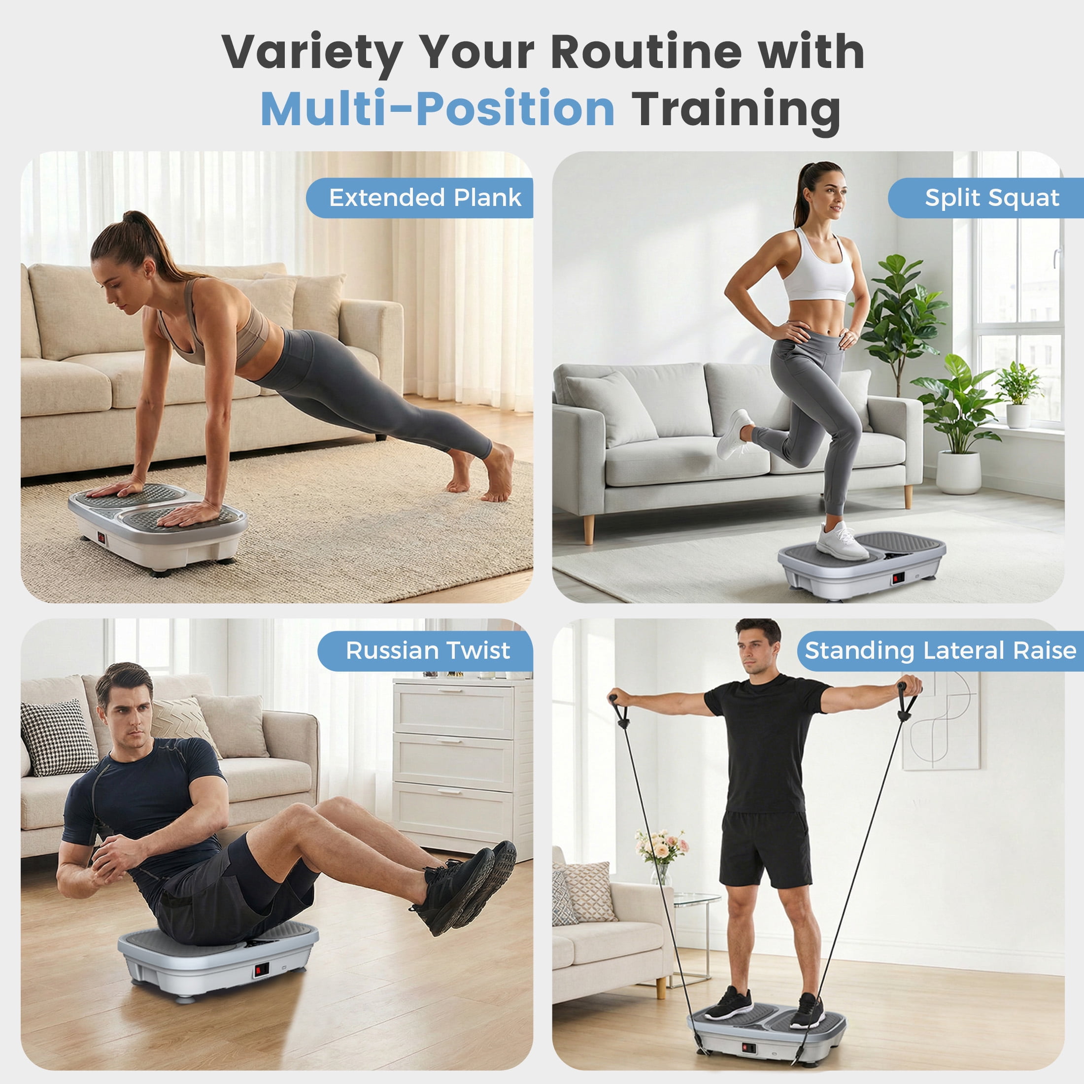 Gianna Vibration Plate Exercise Machine, Whole Body Fitness Platform for Home Gym, Weight Loss and Toning, Gray