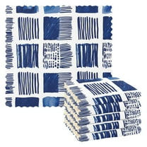 Blue Line Pattern Kitchen Cloth Dish Towels for Drying Washing Absorbent Dish Rags 6 Pack
