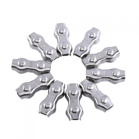 

10Pcs M3 Duplex Clips Stainless Steel Wire Cable Rope Grips Clamps Caliper