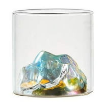 Novelty Shaped Glasses Tumbler Thick Weighted Bottom Design Clear Glacier Texture Fashioned // Glassware For Home Bar/ Guanshan Colored Glass Whiskey Glass Fa