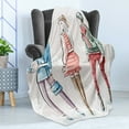 thumbnail image 4 of Fashion Soft Flannel Fleece Throw Blanket, Watercolor Design Hand Drawn Sketch of Young Women in Clothes Print, Cozy Plush for Indoor and Outdoor Use, 60" x 80", Multicolor, by Ambesonne, 4 of 5