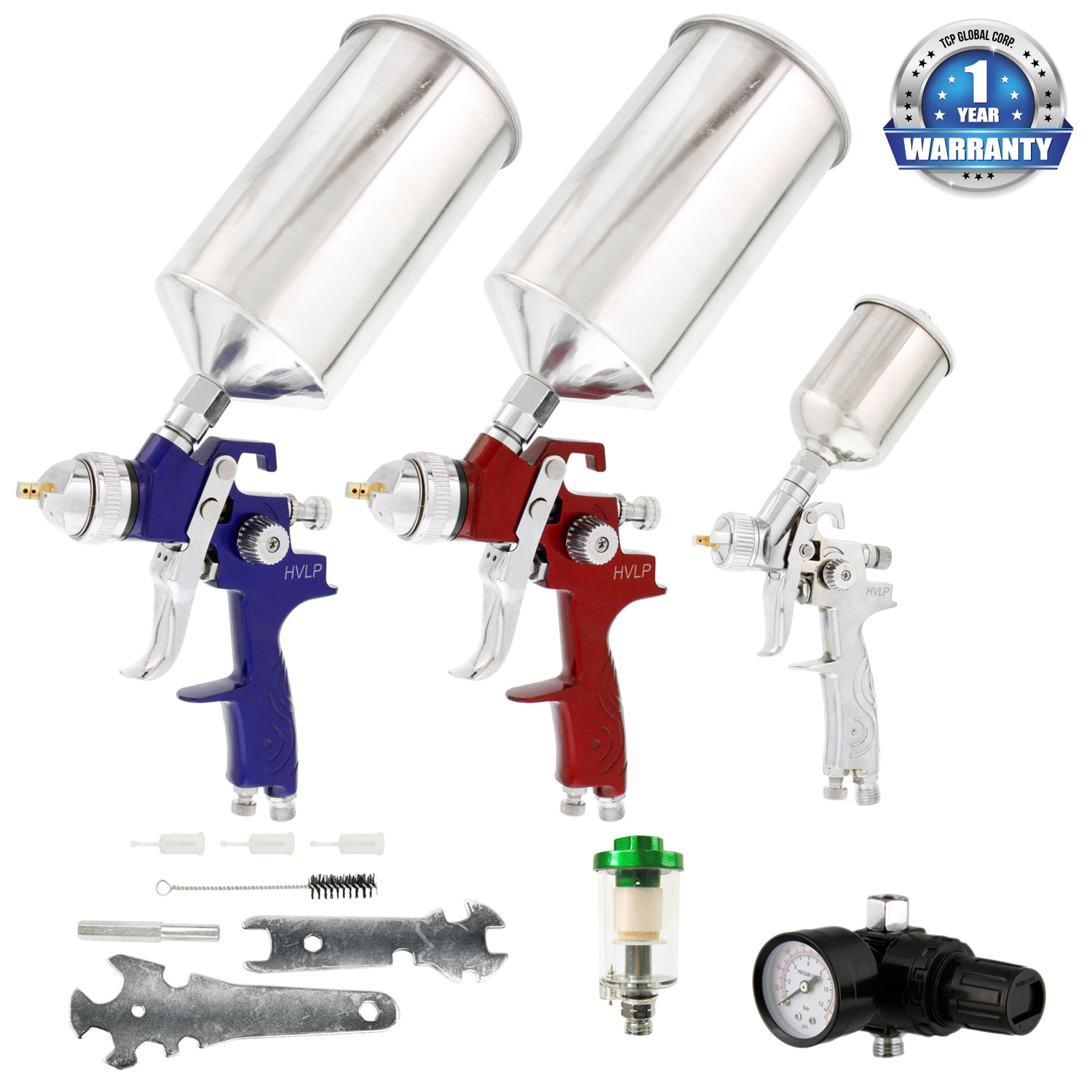 Hvlp Spray Gun Kit >> Tcp Global Brand Hvlp Spray Gun Set 3 Sprayguns With Cups Air Regulator Maintenance Kit For All Auto Paint Hvlp Spray Gun Kit >> Tcp Global Brand Hvlp Spray Gun Set 3 Sprayguns With Cups Air Regulator Maintenance Kit For All Auto Paint