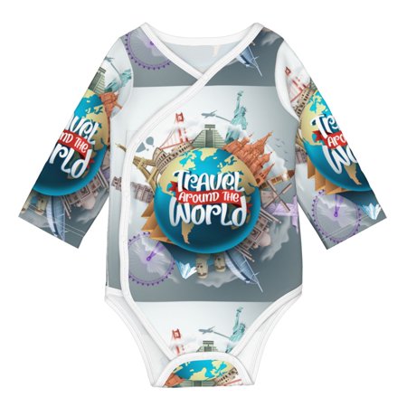 

Matuu Travel Around The World for Baby Long-Sleeve Bodysuit Soft Cotton Comfortable and Breathable Perfect for Newborns and Infants