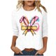 thumbnail image 1 of Camisetas Casuales de las Mujeres Impresas 3/4 Manga Cuello Redondo Blusa, Moda Ligera Superior para el Hogar Y el Uso Diario, Cómoda Imitación de la Tela Del Estante, 1 of 7