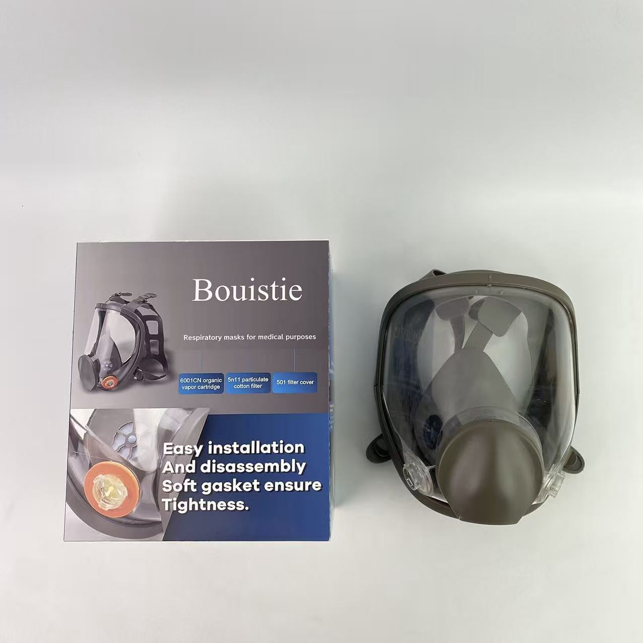Bouistie Respiratory masks for medical purposes,Full Face Organic Vapor Respirator - Protective Eye & Nose Shield with Anti-Fog Heavy Duty Lens & Adjustable - Chemical, & Particulate Respirator