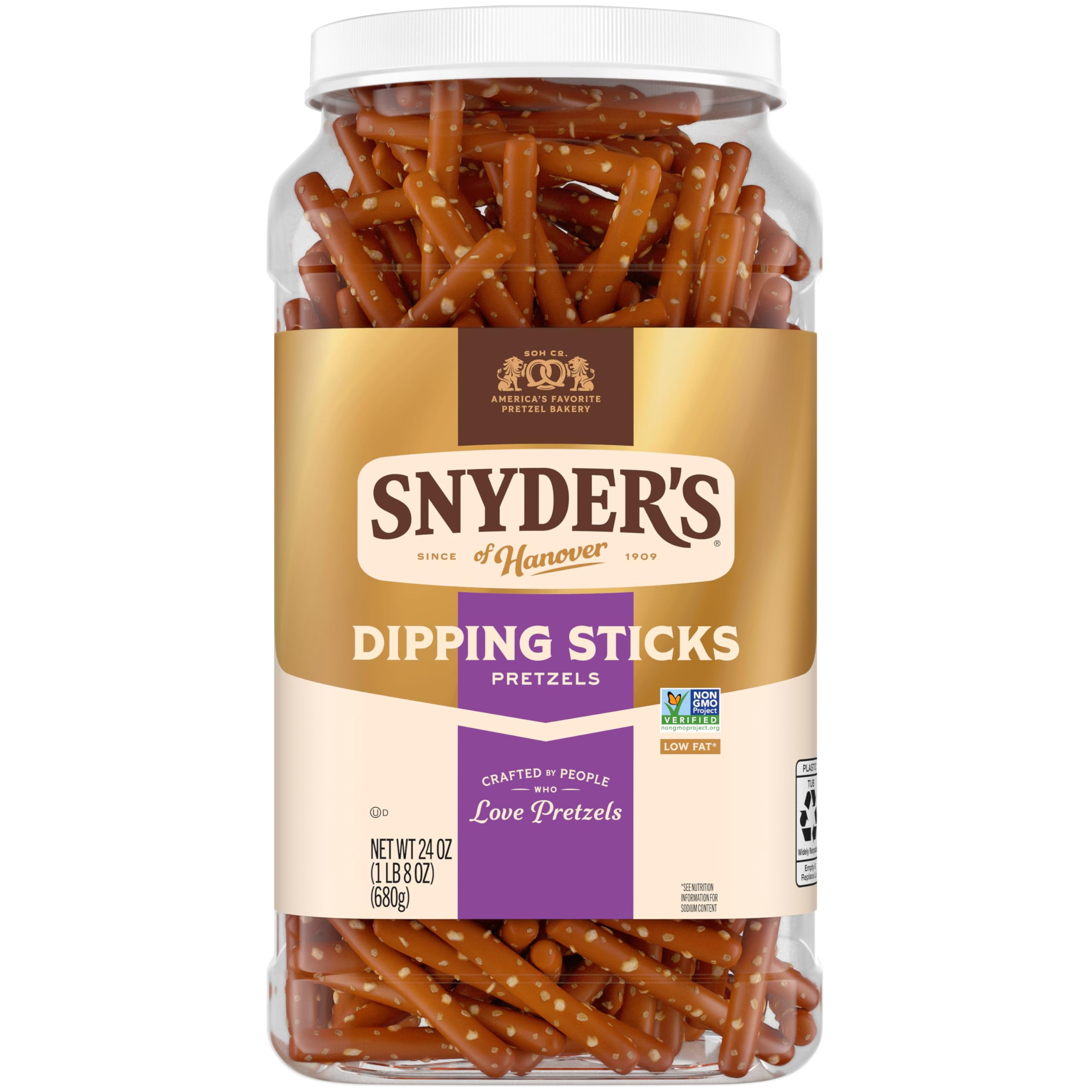 Snyder's of Hanover, Pretzel Snaps, 46 oz Canister, Crunchy Snack