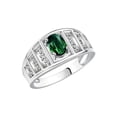 thumbnail image 5 of RYLOS Rings for Women Sterling Silver Ring Classic Style 7X5MM Oval Gemstone &  Diamond Ring September Green Sapphire Jewelry Size 6, 5 of 6