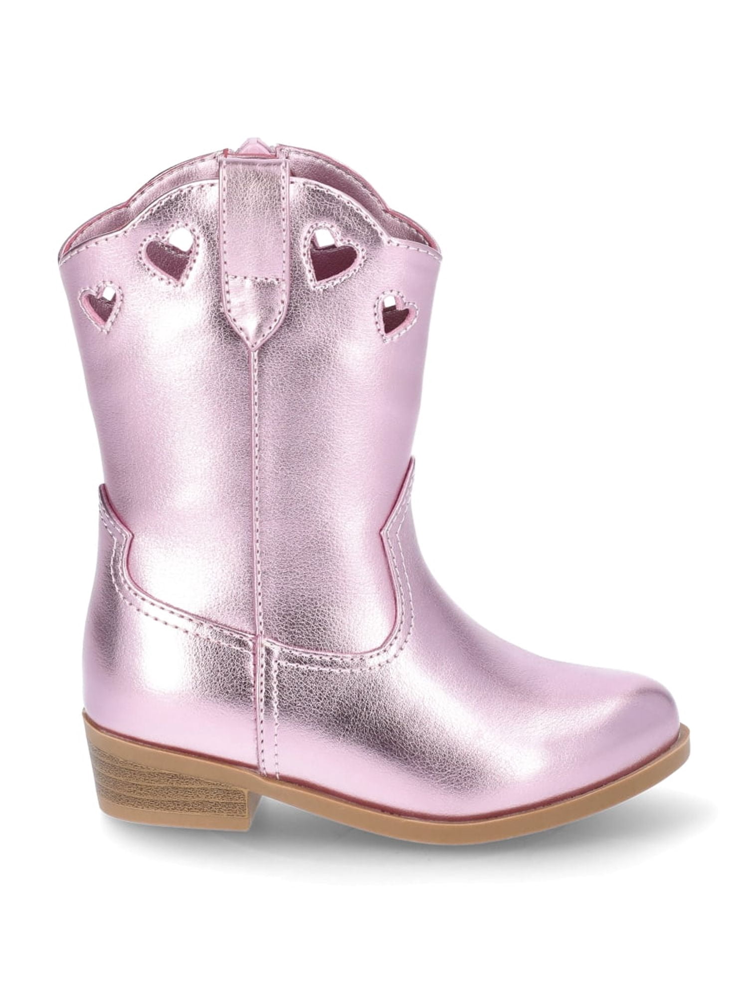 Wonder Nation Little Girls and Big Girls Metallic Heart Cowgirl Western Boot