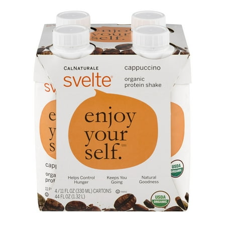 Calnaturale Svelte Organic Protein Shake, Cappuccino, 11g Protein, 4 Ct