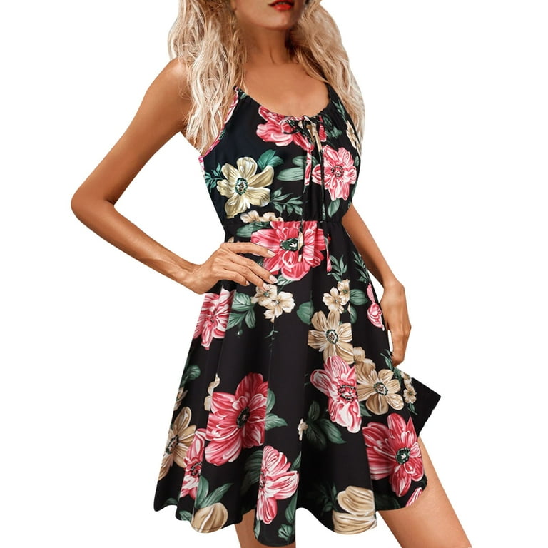Summer Dresses For Women Fashion Casual Print Sling Sleeveless