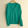 thumbnail image 1 of Womens Solid Down Long Sleeve Classic V Neck Knit Cardigan Sweater, 1 of 9