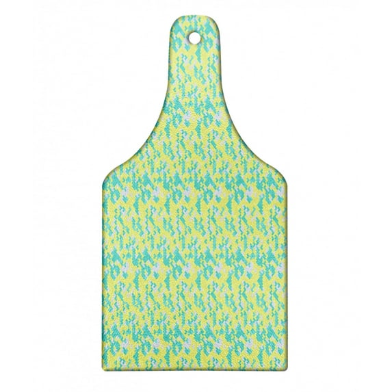 Abstract Cutting Board, Retro Style Hipster Zig Zags in Green Shades Trippy Boho Geometric Mosaic Design, Decorative Tempered Glass Cutting and Serving Board, in 3 Sizes, by Ambesonne