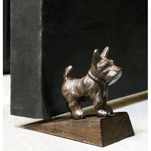 Rustic Cast Iron Whimsical Canine Scottish Terrier Dog Door Stop Stopper Wedge