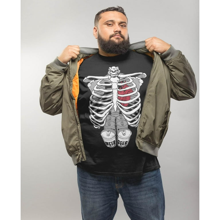 Men Tstars Shirts Mens Rib Funny Costume Halloween Skeleton for Cage Adult Shirt