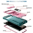 thumbnail image 2 of ELEHOLD Rugged Case for Google Pixel 6 Pro,Heavy Duty Hybrid Camera Lens Protector 360° Rotation Ring Holder Card Slot Kickstand Function Anti-Slip Shockproof Armor Case,Pink + Green, 2 of 11