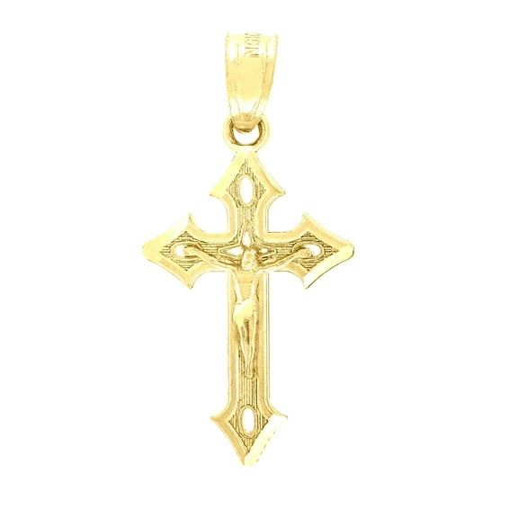 10k 10k Yellow Gold Unisex Crucifix Cross Religious Gift Charm Pendant
