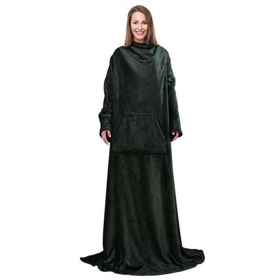 Solaris Wearable Sleeve Blanket, Flannel Blanket Sweatshirt for Adult,Women,Men Soft Sofa TV Throw Blanket,Cozy Hoodie with Sleeves and Pockets, ,55x72