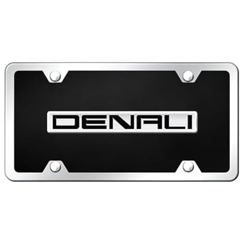 Au-TOMOTIVE GOLD INC. Officially Licensed Chrome Logo on Black Acrylic License Plate Kit for GMC Denali