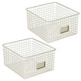 thumbnail image 7 of mDesign Bedroom Closet Storage Organizer Basket with Label Slot, 2 Pack, Satin, 7 of 7