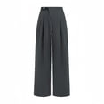 thumbnail image 4 of Happyyee Women's Business Pants High Waisted Straight Wide Leg Suit Pants with Pockets Fashion Office Work Pants ,Dark Gray,XXL, 4 of 8