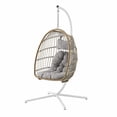 thumbnail image 6 of Walker Edison Resin Rattan Wicker Swing Egg Chair with Stand in Brown/Gray, 6 of 8