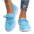 thumbnail image 2 of Zapatillas planas transpirables de malla tejida para mujer, zapatos casuales antideslizantes de moda para caminar, mocasines cómodos de suela suave sin cordones, zapatillas de tenis, 2 of 6