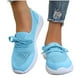 thumbnail image 2 of Zapatillas planas transpirables de malla tejida para mujer, zapatos casuales antideslizantes de moda para caminar, mocasines cómodos de suela suave sin cordones, zapatillas de tenis, 2 of 6