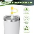thumbnail image 3 of Silicone Straw Covers Cap, Drinking Straw Toppers with Handle Dust-Proof Fit for Water Bottle 30-40 oz Tumbler Yellow, 3 of 5