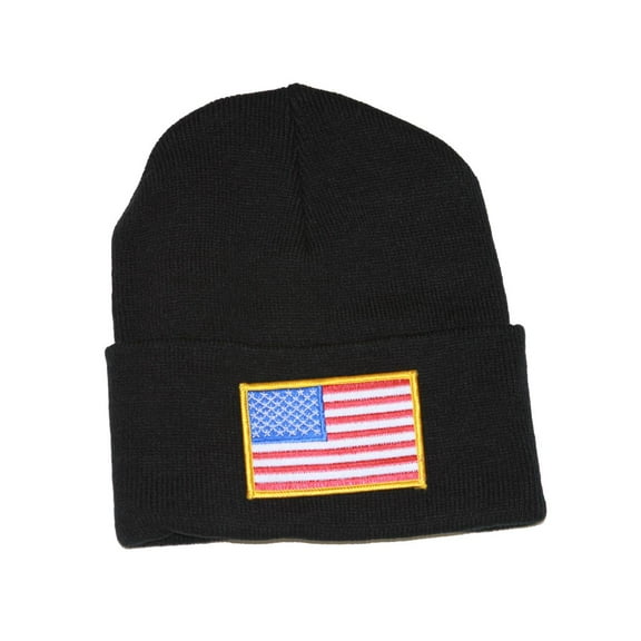 Delux Military 3D Patch Embroidery Black Beanie United States Patriotic Flag