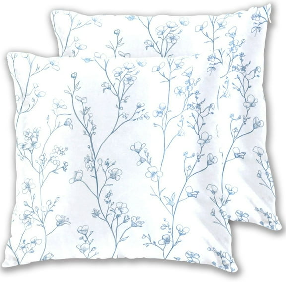 Simple Line Art Flowers Throw Pillow Covers Pillowcases 16 x 16 Inch Home Decor 2 Packs for Bedroom Sofa
