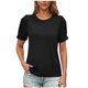 thumbnail image 1 of Camisas de Manga Corta para las Mujeres Casual Color Sólido Cuello Redondo Blusa, Poliéster Ligero Primavera Y Verano Superior, 1 of 6