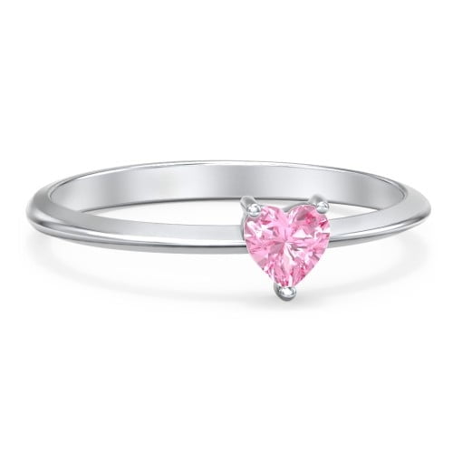Heart Birthstone Ring - Pink Tourmaline (October)