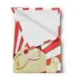 thumbnail image 2 of Japanese Cat Soft Flannel Fleece Throw Blanket, Starburst Lines Funky Luck Having Fun Cat Lover, Cozy Plush for Indoor and Outdoor Use, 50" x 60", Dark Coral Cream, by Ambesonne, 2 of 5