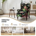 thumbnail image 4 of Tina's Home Wingback Accent Chair with Floral Pattern, Traditional Fabric Armchair Nailhead Trim Wooden Legs for Living Room Bedroom Black, 4 of 8