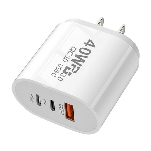 Riforla Station de Charge 40W Chargeur Mural Compact 2type C Pd+3usb Léger Portable Multifonctionnel Chargeur de Voiture USB Blanc