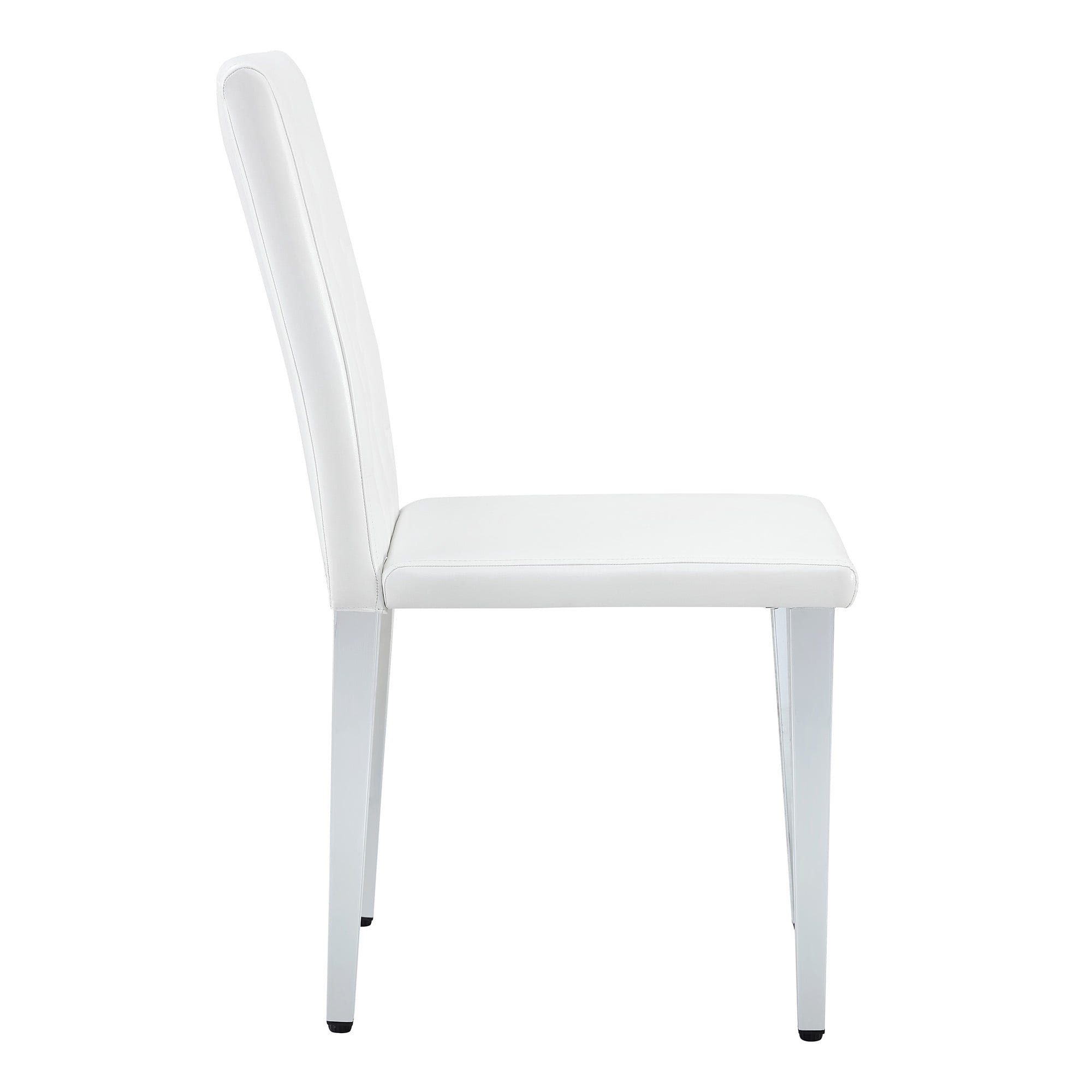 Sailvan PU Dining Chairs, 35 Inch Ergonomic Buckle Backrest with Silver Metal Legs