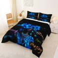 thumbnail image 2 of Castle Fairy Glam Black Women King Size Comforter Sets 3pcs,Floral Quote Pattern Comforters King Size,Azure Navy Orange,1 Comforter and 2 Pillowcases, 2 of 6