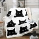 thumbnail image 1 of Black Print for Kids Girls Pets Cats Pattern Flannel Fleece Blanket Cute Cats Animal Theme Cuddle Blanket 150x200 cm for Sofa Bed, 1 of 5
