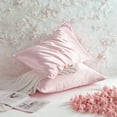 thumbnail image 7 of 2 Pack Silky Satin Standard Pillowcases for Hair and Skin, Super Soft and Cooling Pillow Cases with Envelope Closure, 20x26 Inches, Light Pink, 7 of 7