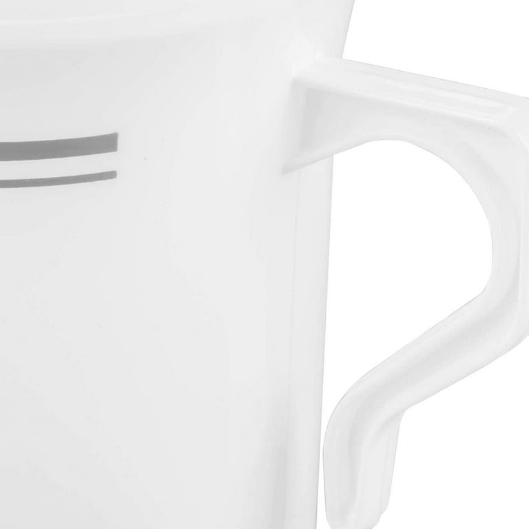 Bulk Premium 8 oz. White with Silver Edge Rim Round Plastic Coffee Mugs -  120 Ct.