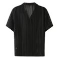 thumbnail image 5 of LIIPEE Men Shirts Casual Solid Color Short Sleeve Lapel Button Down Fashion Mesh Shirts Spring Summer Outdoor Male Loose Fit Lightweight Comfortable Breathable Soft Shirts,XXL, 5 of 5