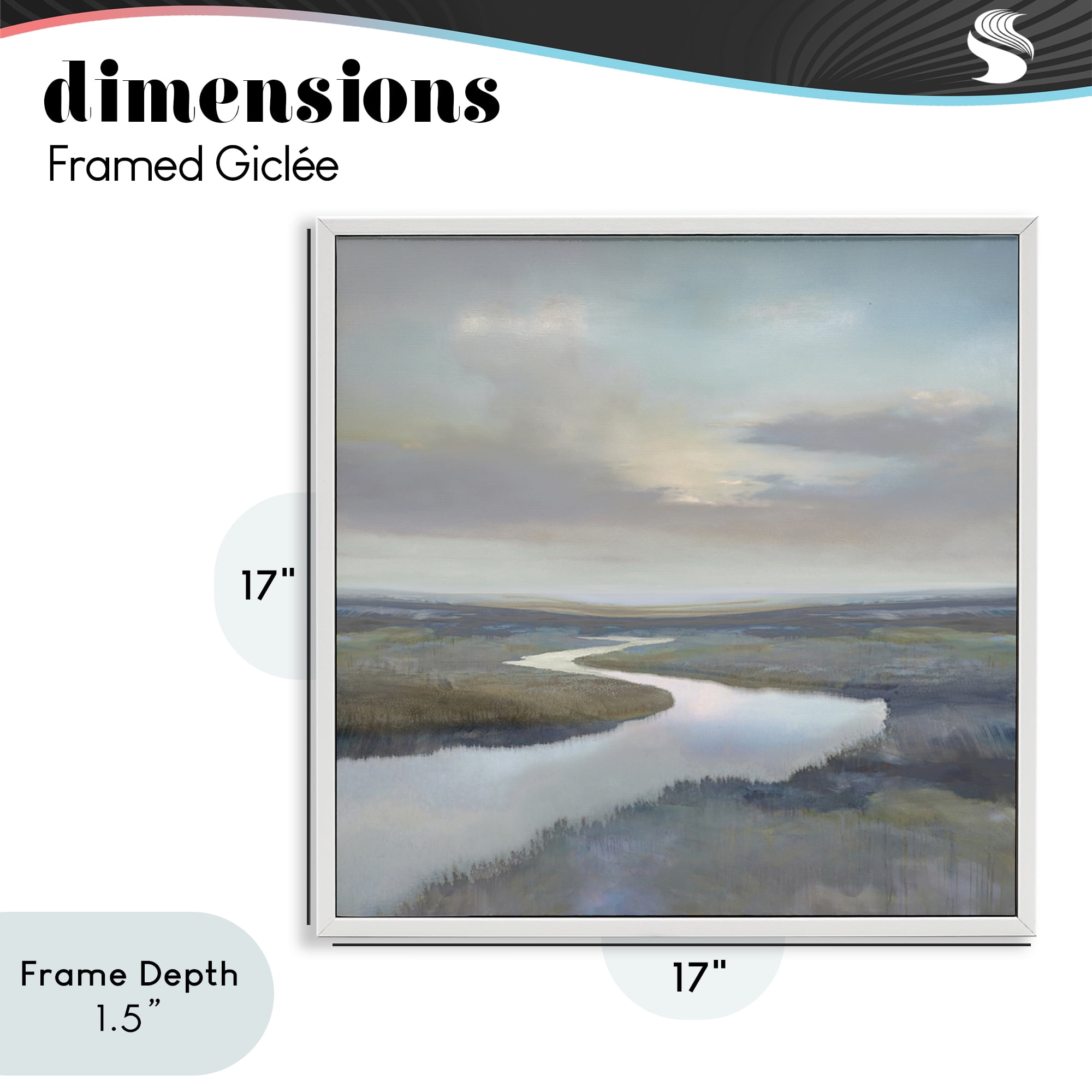 Stupell Industries Calm Riverbend in Greys White Framed Giclee Art, design by Christy McKee