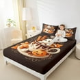 thumbnail image 4 of jejeloiu Happy Halloween Twin Sheet Sets,Cute Orange Pumpkin Twin Fitted Sheet,Sweet Dessert Candy Flat Sheet For Children,Lightweight Room Decor,3-Piece, 4 of 7
