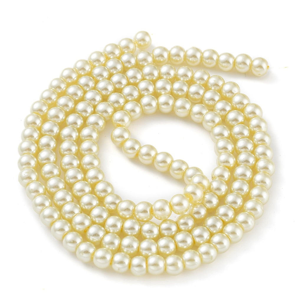 20Strand Baking Painted Pearlized Glass Pearl Round Bead Strands Lemon Chiffon 6~7mm Hole: 1mm about 135~140pcs/strand 31.4 inch