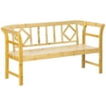 thumbnail image 2 of Outsunny Three-Seater Outdoor Patio Bench, Three-Person Wooden Bench with Wingback Backrest and Armrests, Slatted Seat, Natural, 2 of 9