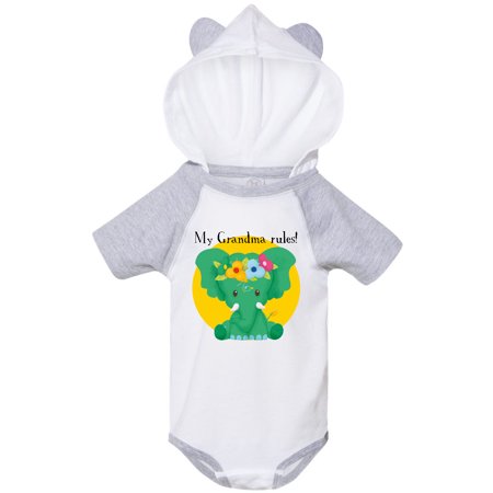 

Inktastic My Grandma Rules Green Elephant Kondo and Crown Gift Baby Girl Bodysuit