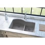 Elkay ELGHU3322RGS0 Quartz Classic 33 x 22 x 10, Offset 60/40 Double Bowl Undermount Sink with Aqua Divide, Greystone
